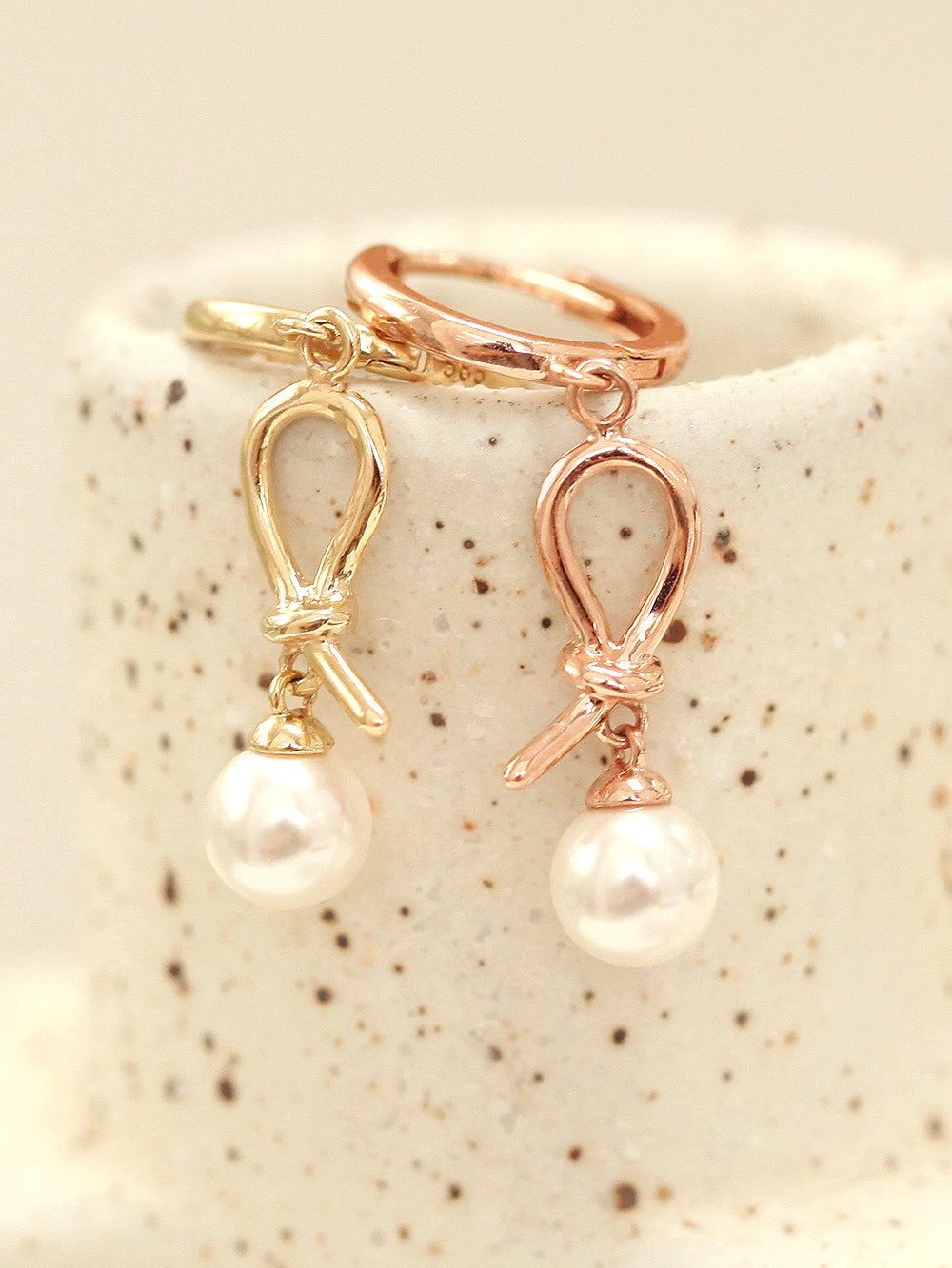 14K gold Feminine Drop Hoop Earring