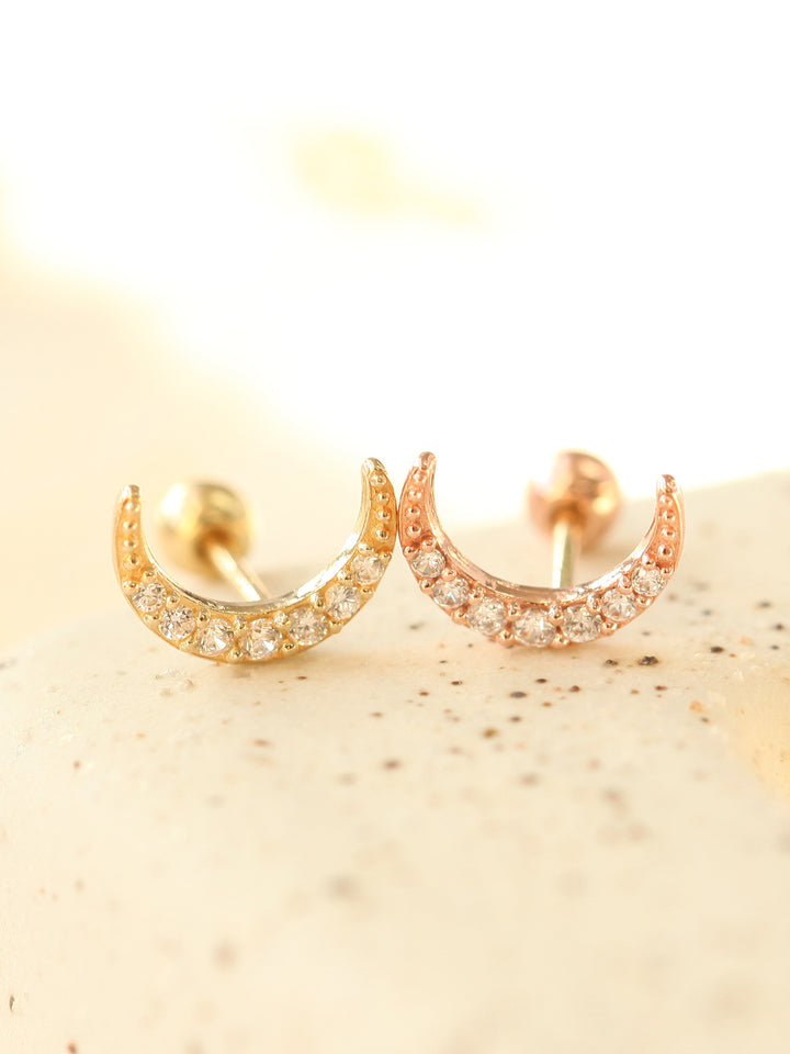 14K gold Cubic Moon cartilage earring 20g