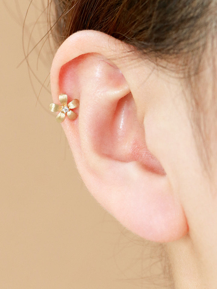 14K Gold Flower Cartilage Earring 18G16G