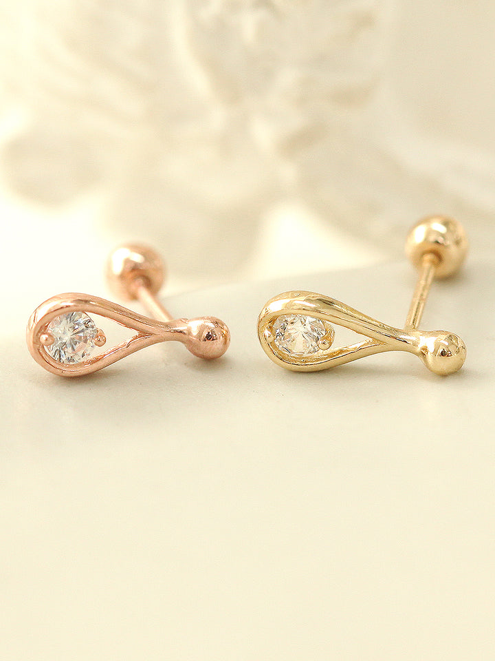 14K gold Cubic Teardrop cartilage earring 20g