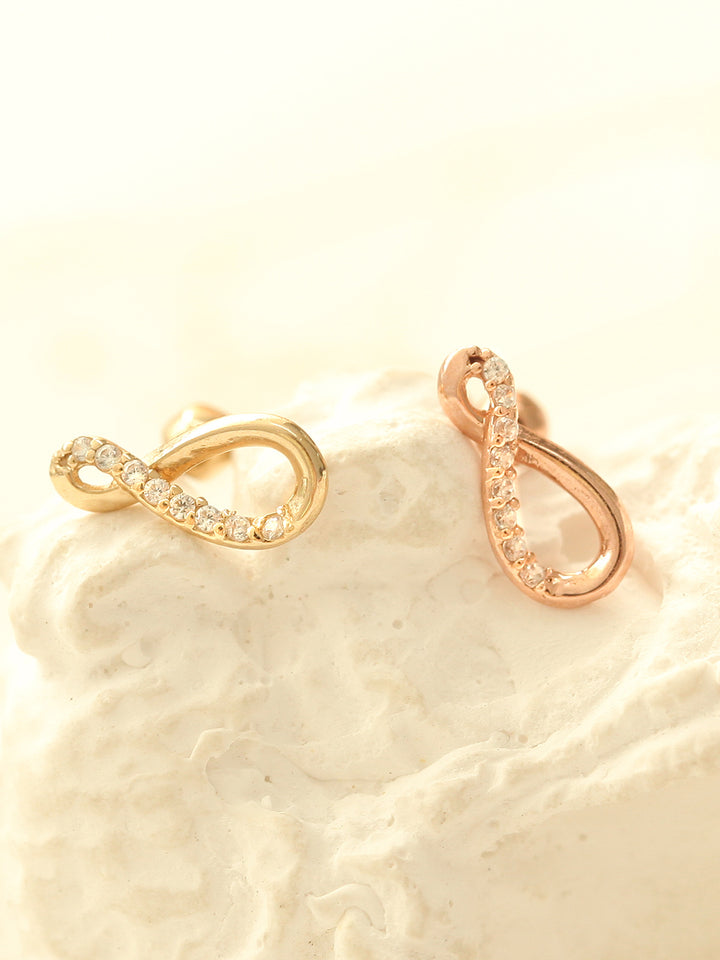 14K Gold Infinite Cubic Cartilage Earring 18G16G