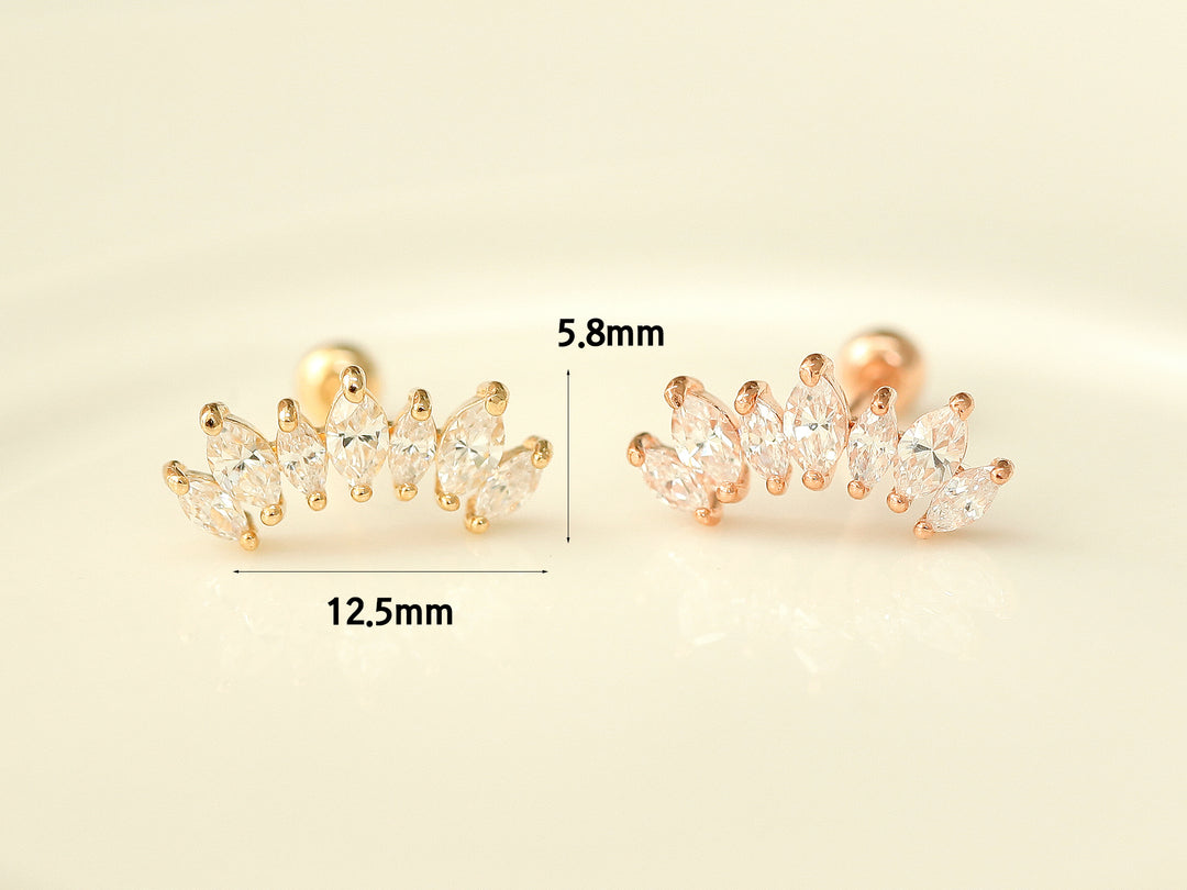 14K gold Tiara cartilage earring 20g