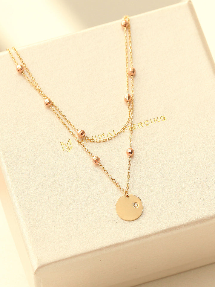 14K Gold Coin Cutting Ball Anklet