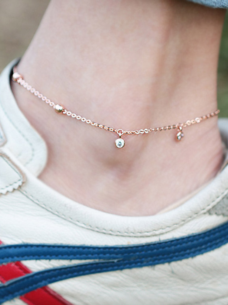 14K Gold Ball Cubic Anklet