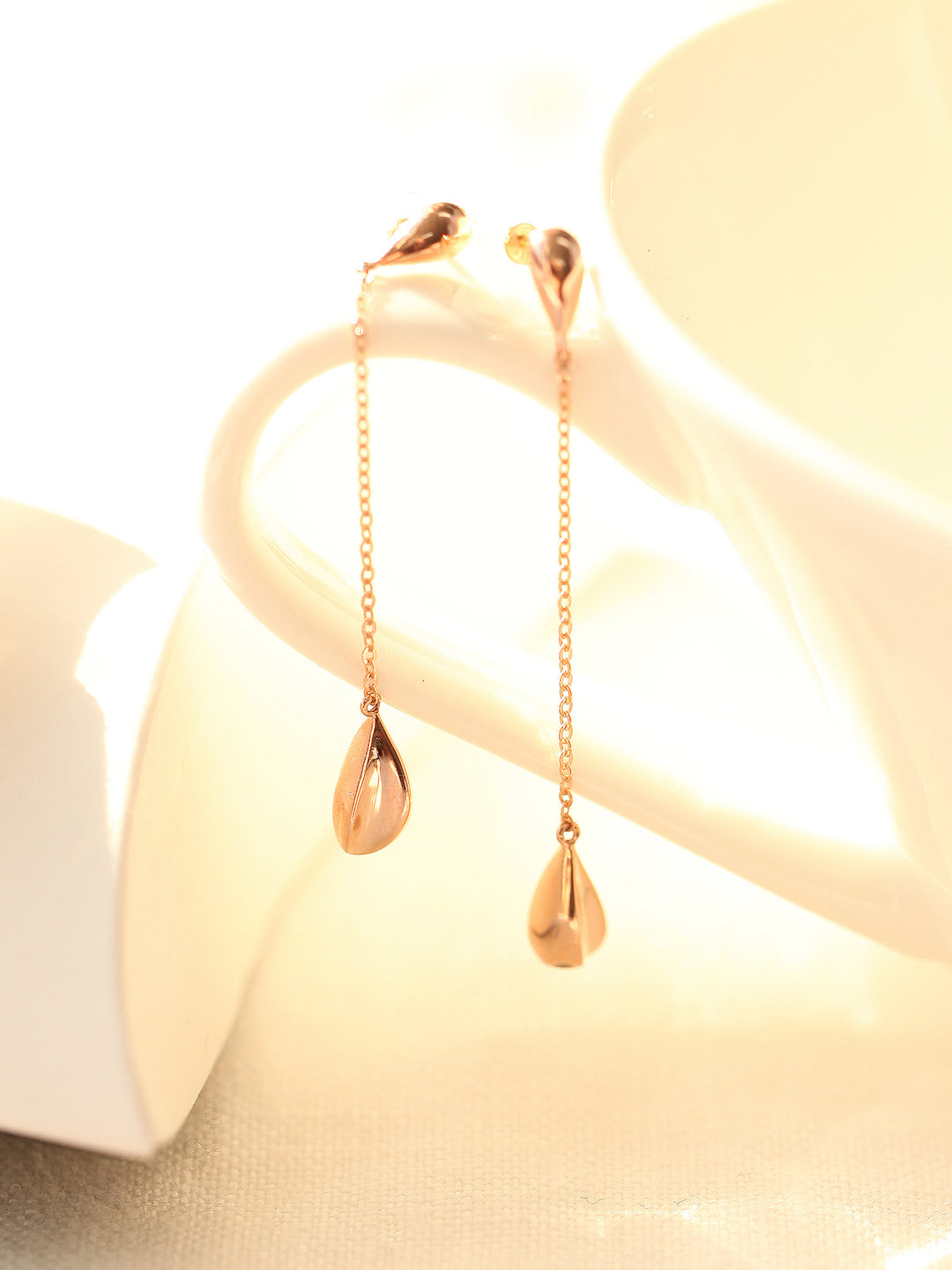 14K Gold Teardrop Long Drop Earring