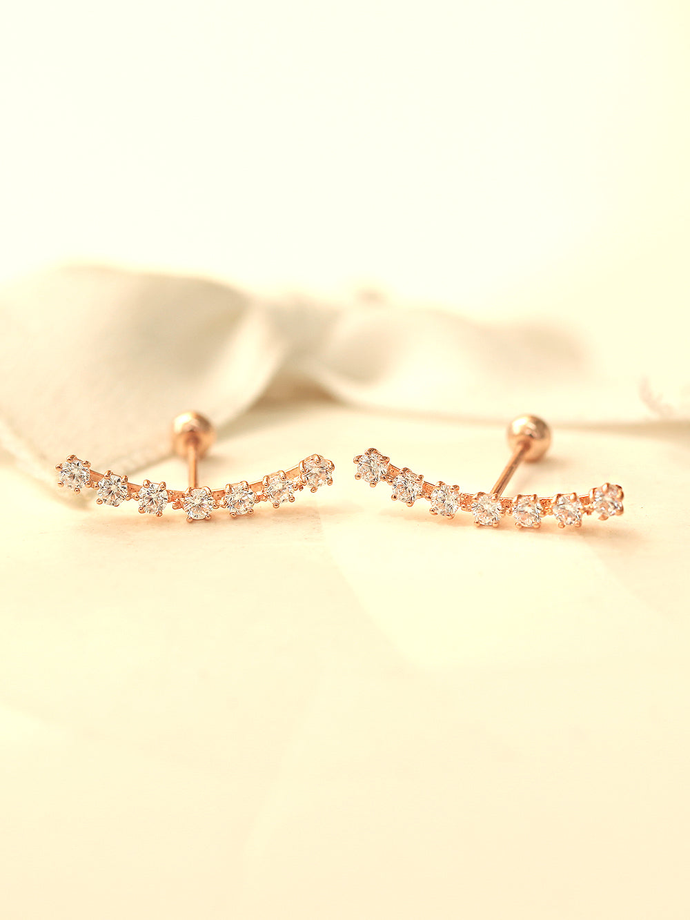 14K gold Long Curve Cubic cartilage earring 20g