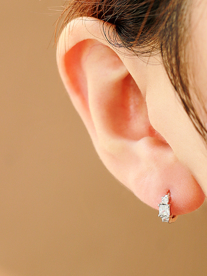 925 Silver Cubic Hoop Earring