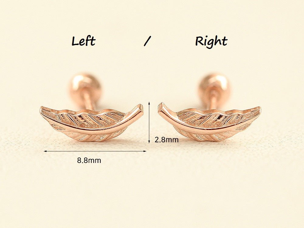 14K gold LEAF cartilage earring 20g