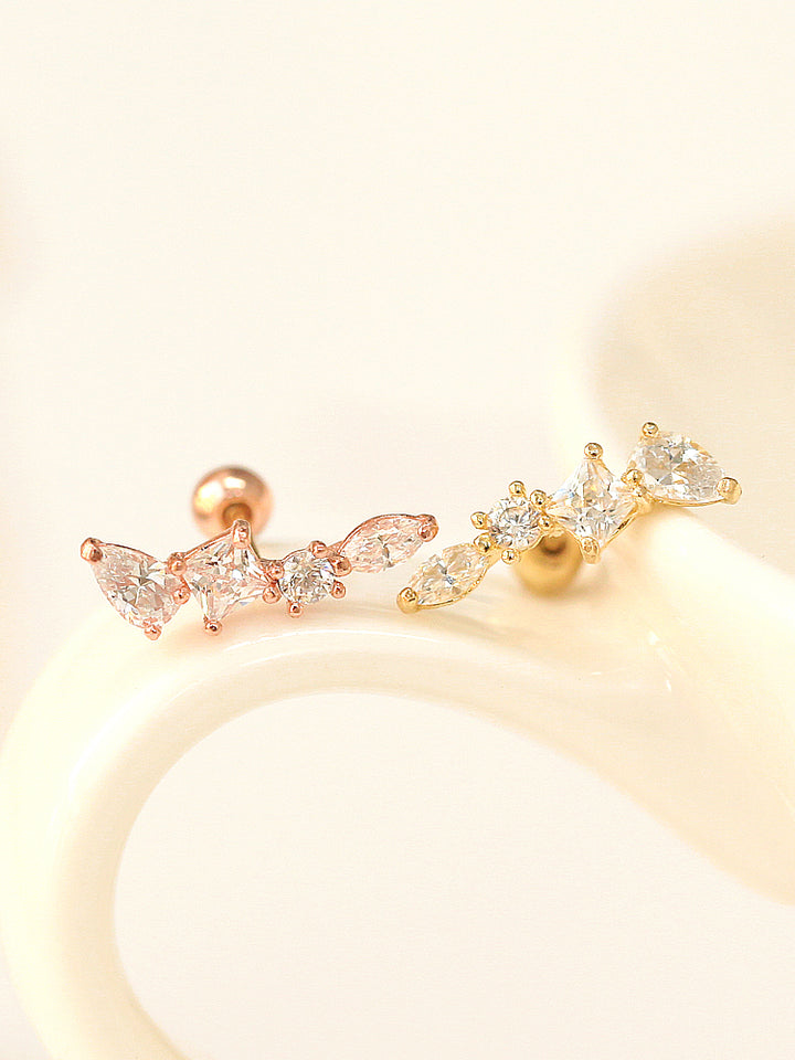 14K gold Ice Cubic cartilage earring 20g