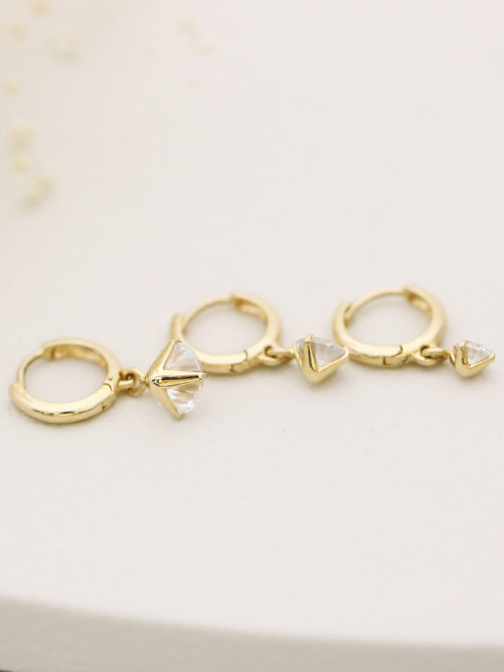 14K Gold Cubic Hoop Earring