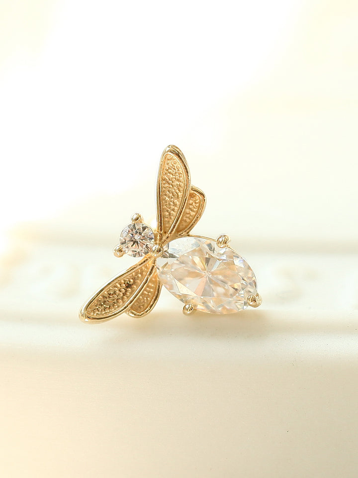 14K Gold Dragonfly Cartilage Earring 18G16G