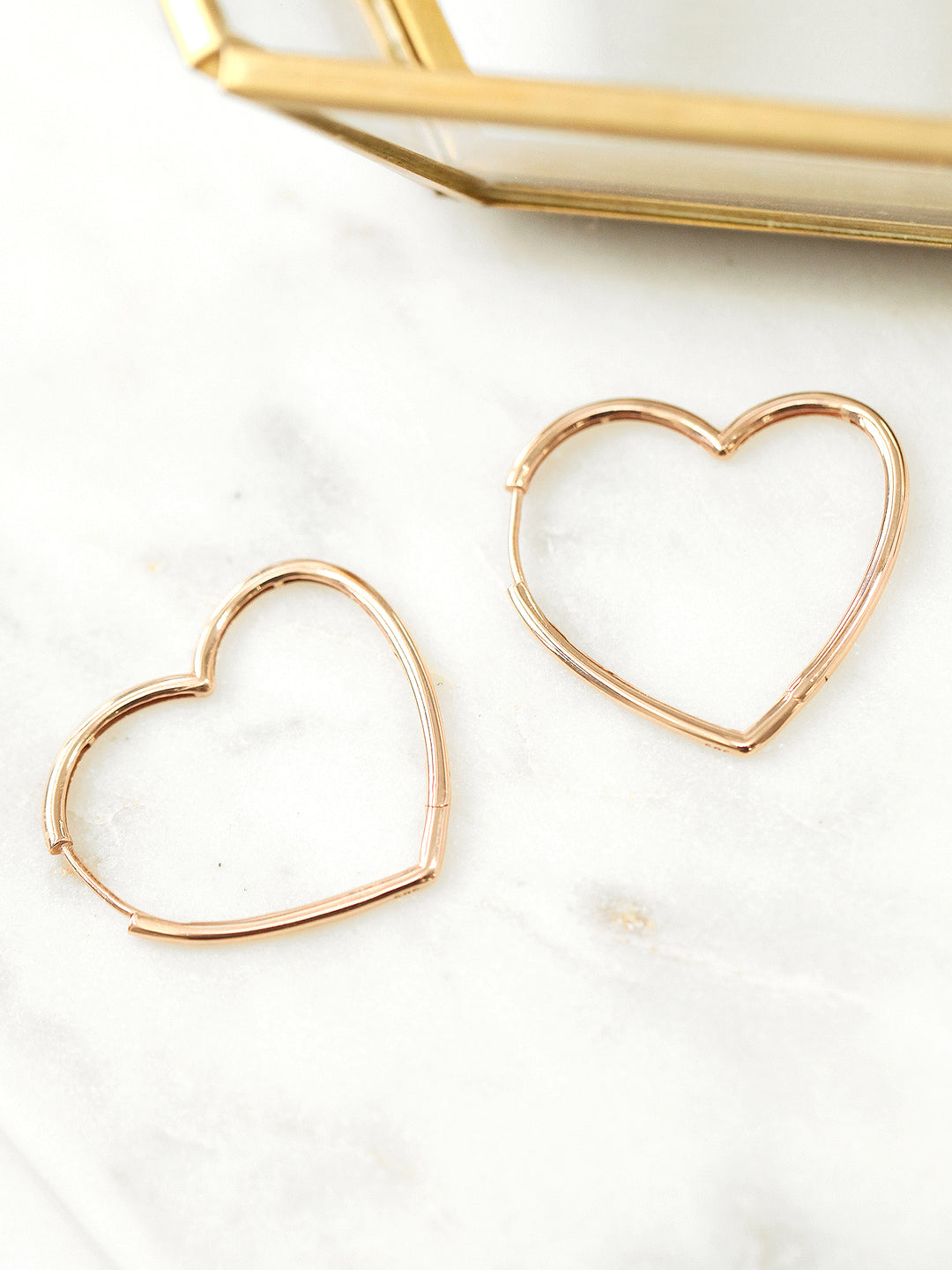 14K Gold Heart Hoop Earring