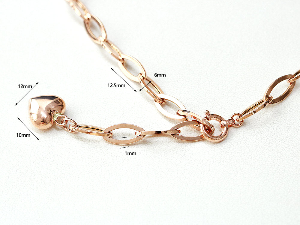 14K Gold Heart Round Chain Necklace