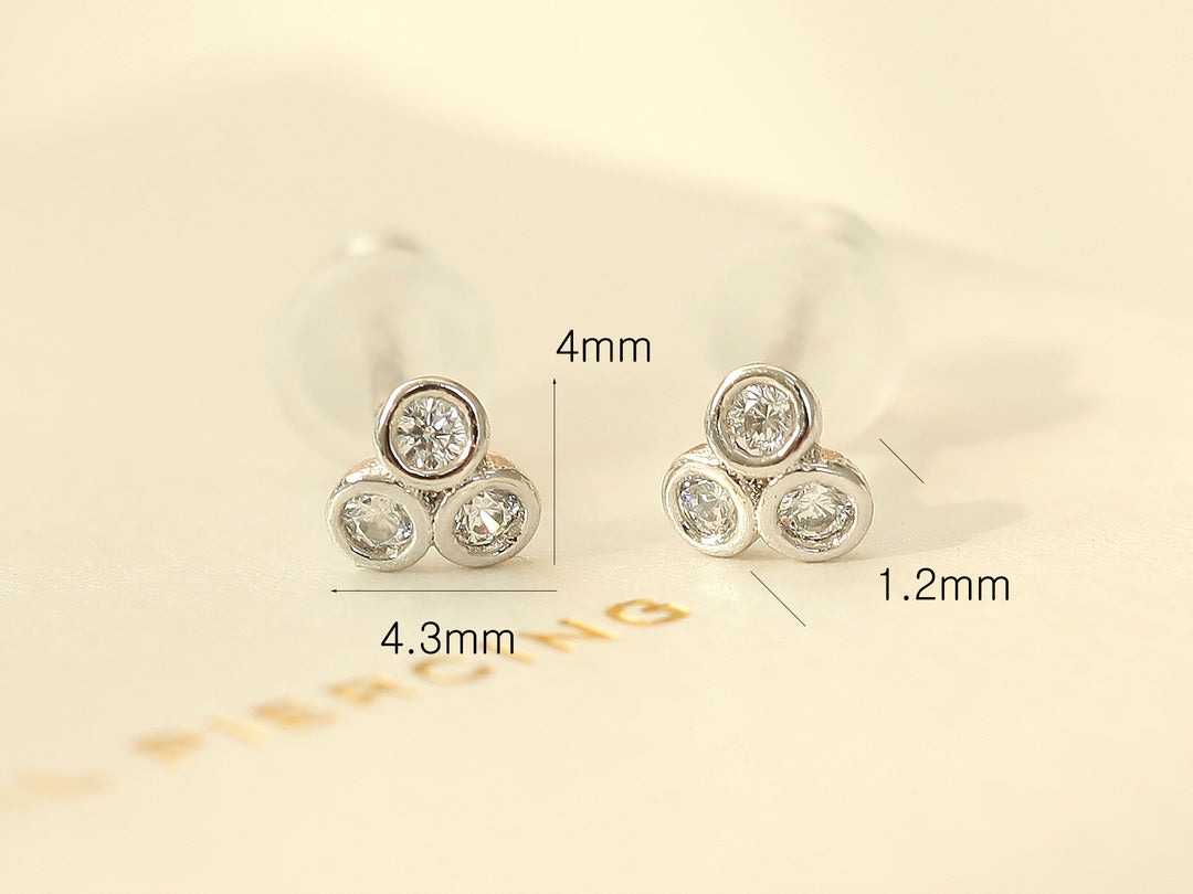 925 Silver Triangle Cubic Stud Earring