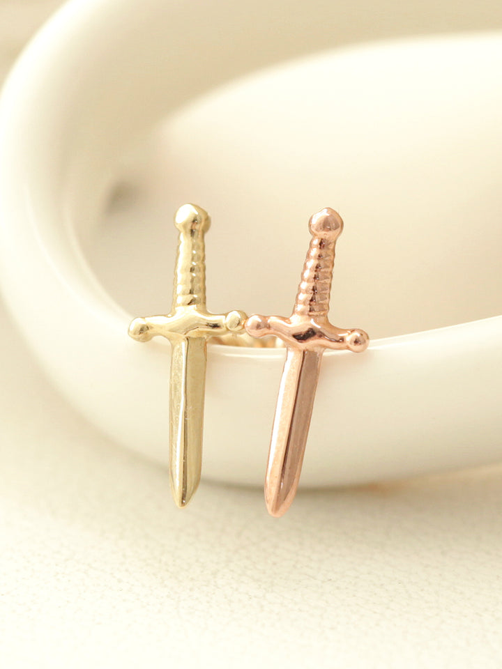 14K gold Knife cartilage earring 20g