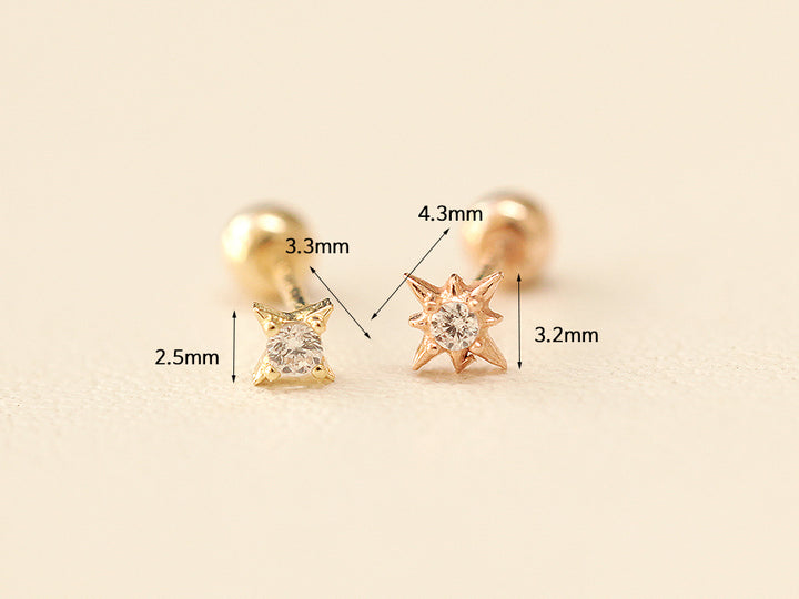 14K gold Mini Twinkle Cubic cartilage earring 20g