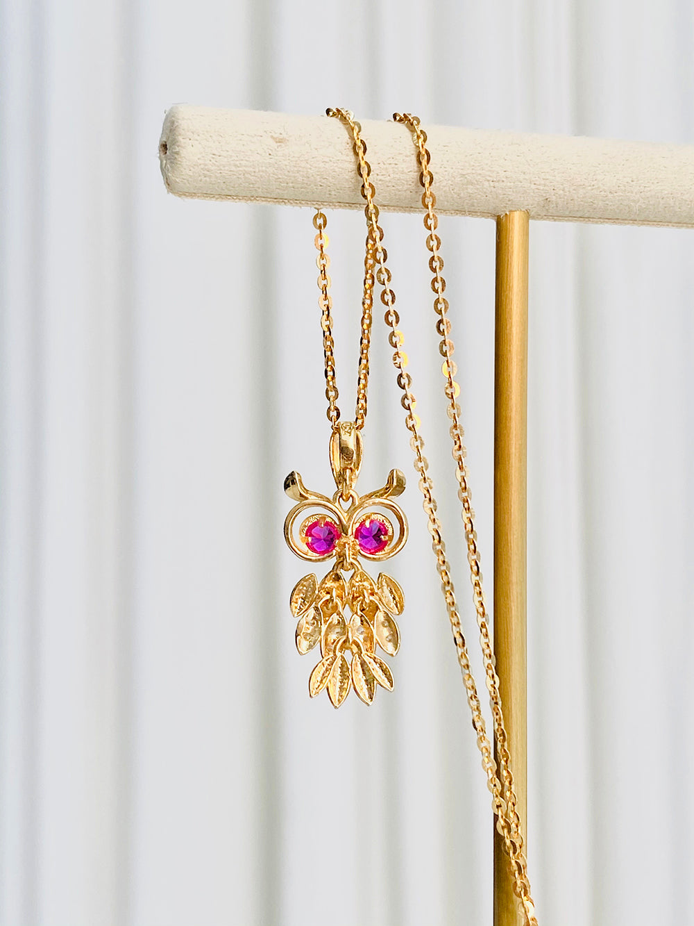 14K 18K Gold Owl Necklace Pendant