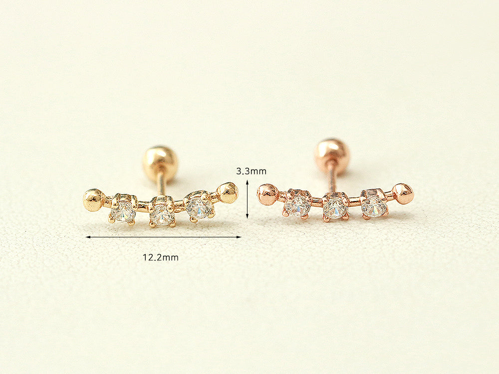 14K Gold Cubic Curve Ball Cartilage Earring 20G18G16G