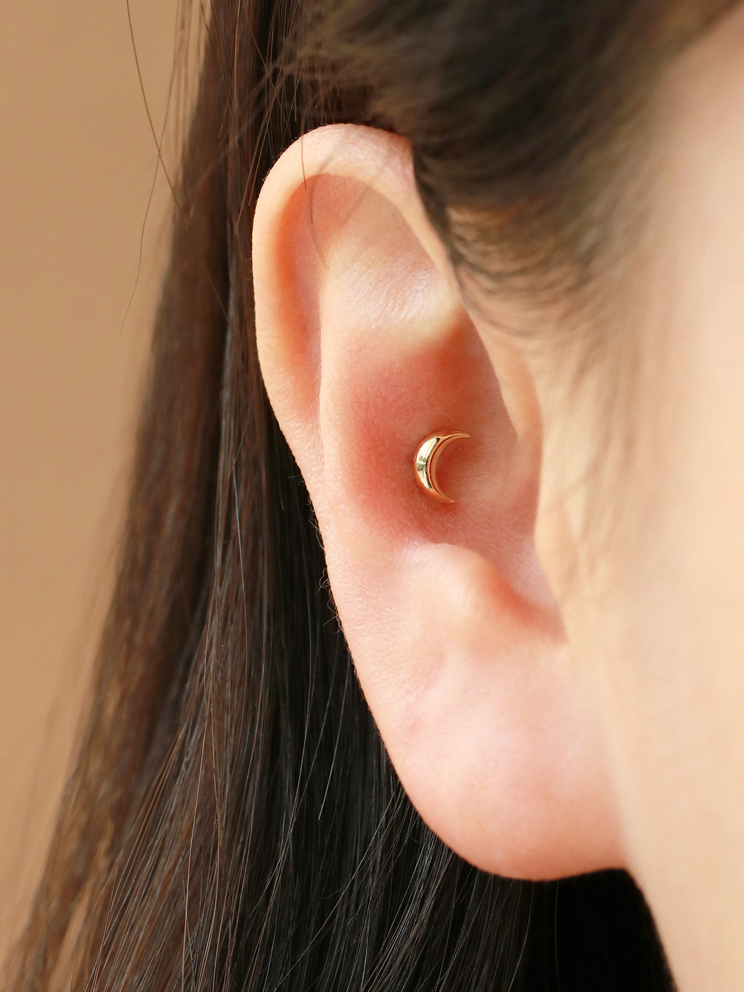 14K Gold Moon & Star Cartilage Earring 20g