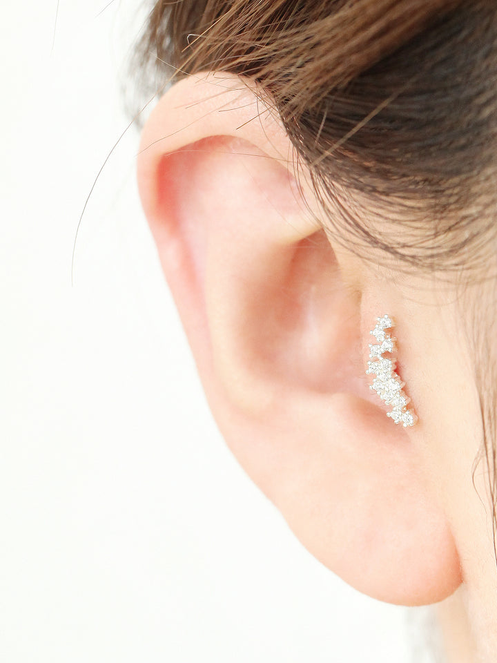 925 Silver Crown cartilage earring 16g