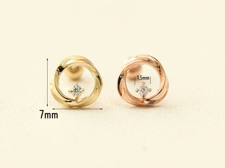 14K Gold Circle Cubic cartilage earring 20g