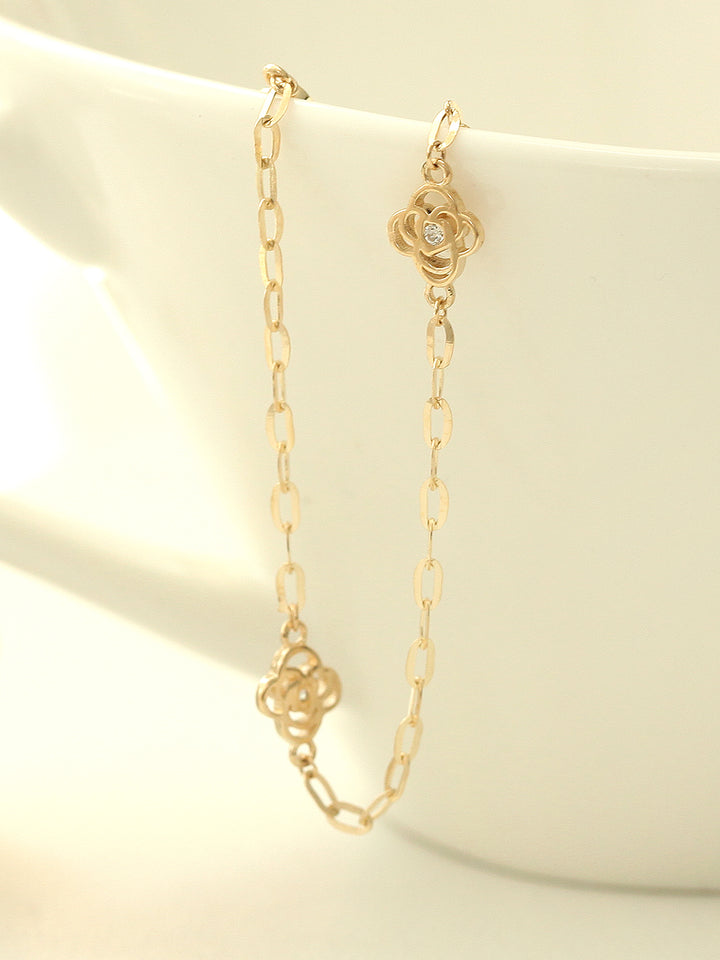 14K Gold Cubic Rose Chain Anklet