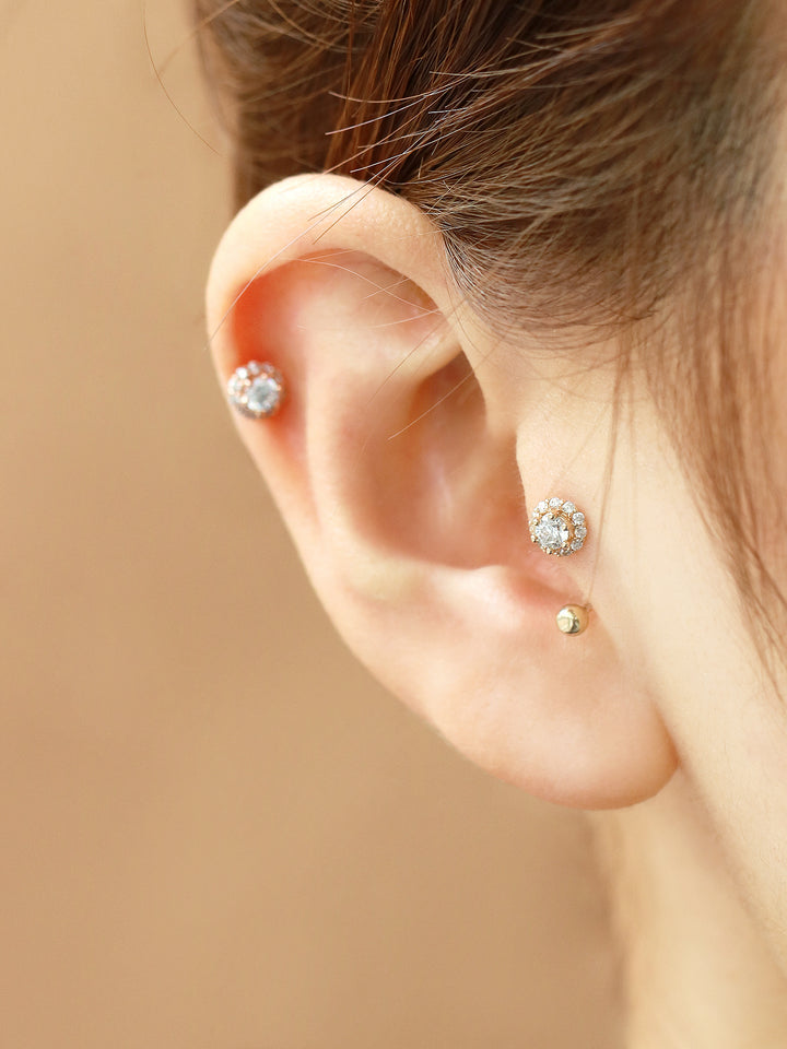 14K Gold Cubic Curve Tragus Piercing 18G16G