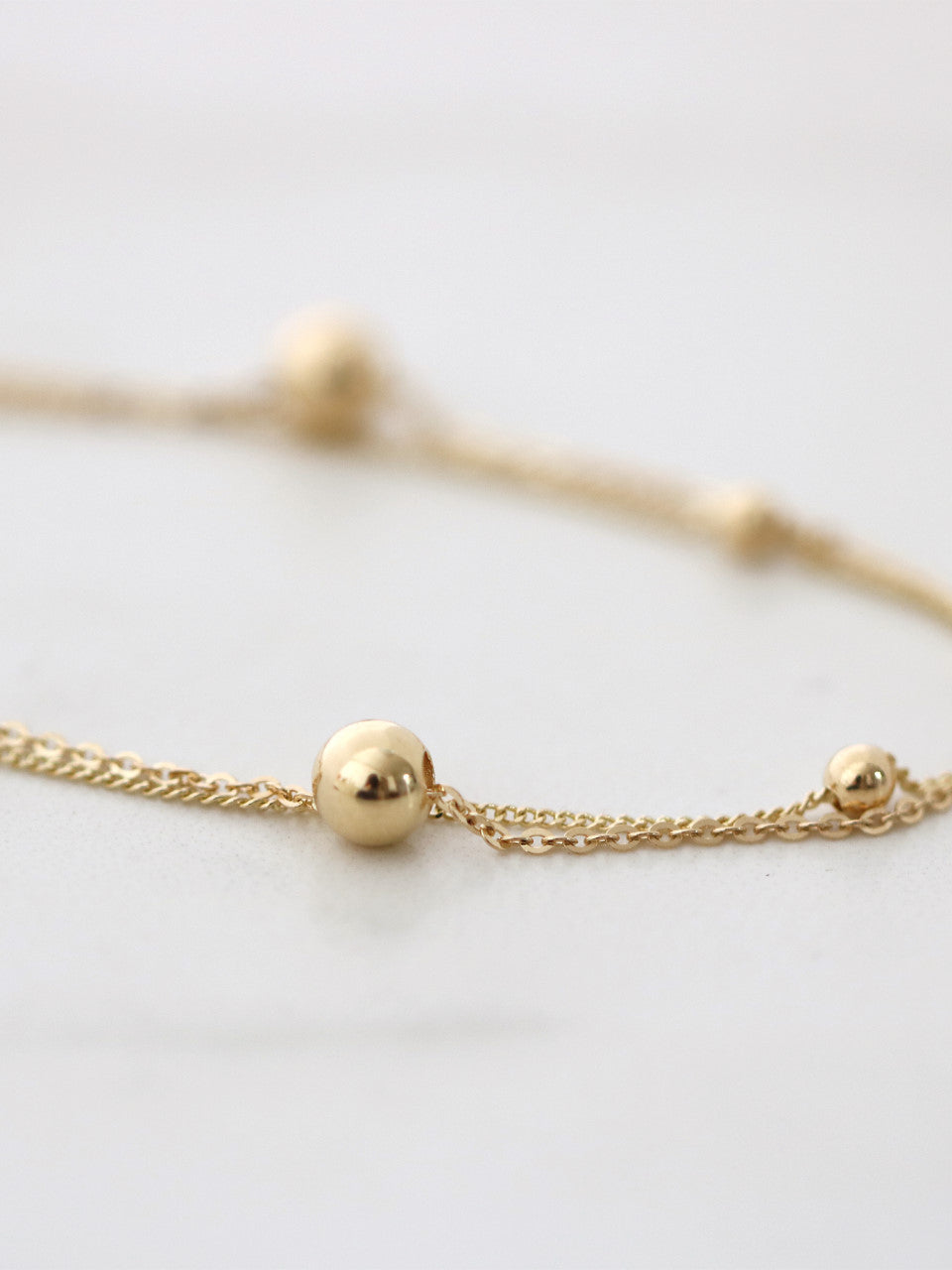 14K Gold 2 Line Ball Bracelet