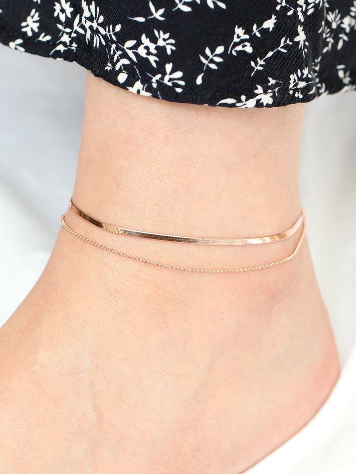 14K 18K Gold Snake Ball Anklet