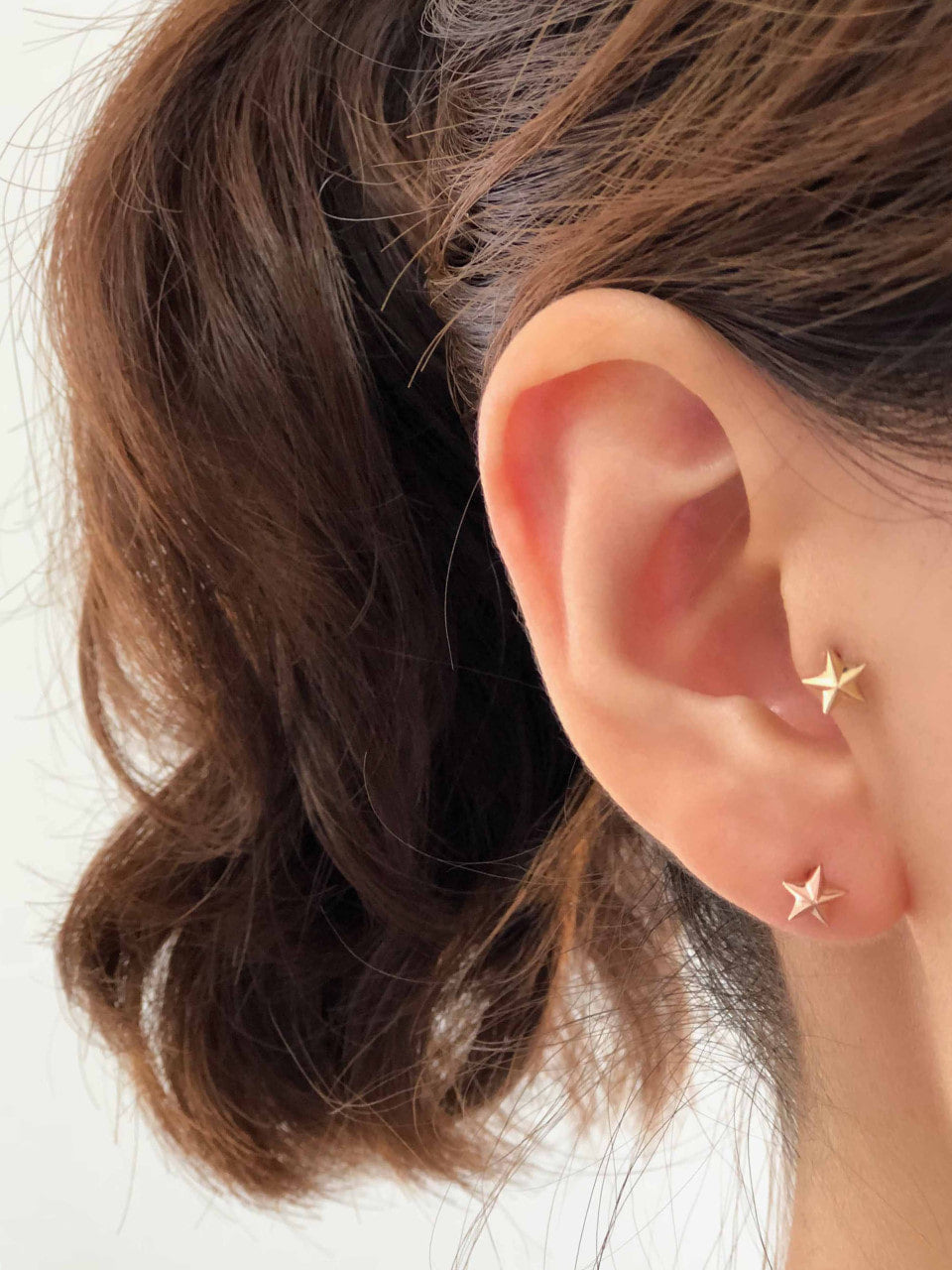 14K Gold Star Cartilage Earring 18G16G