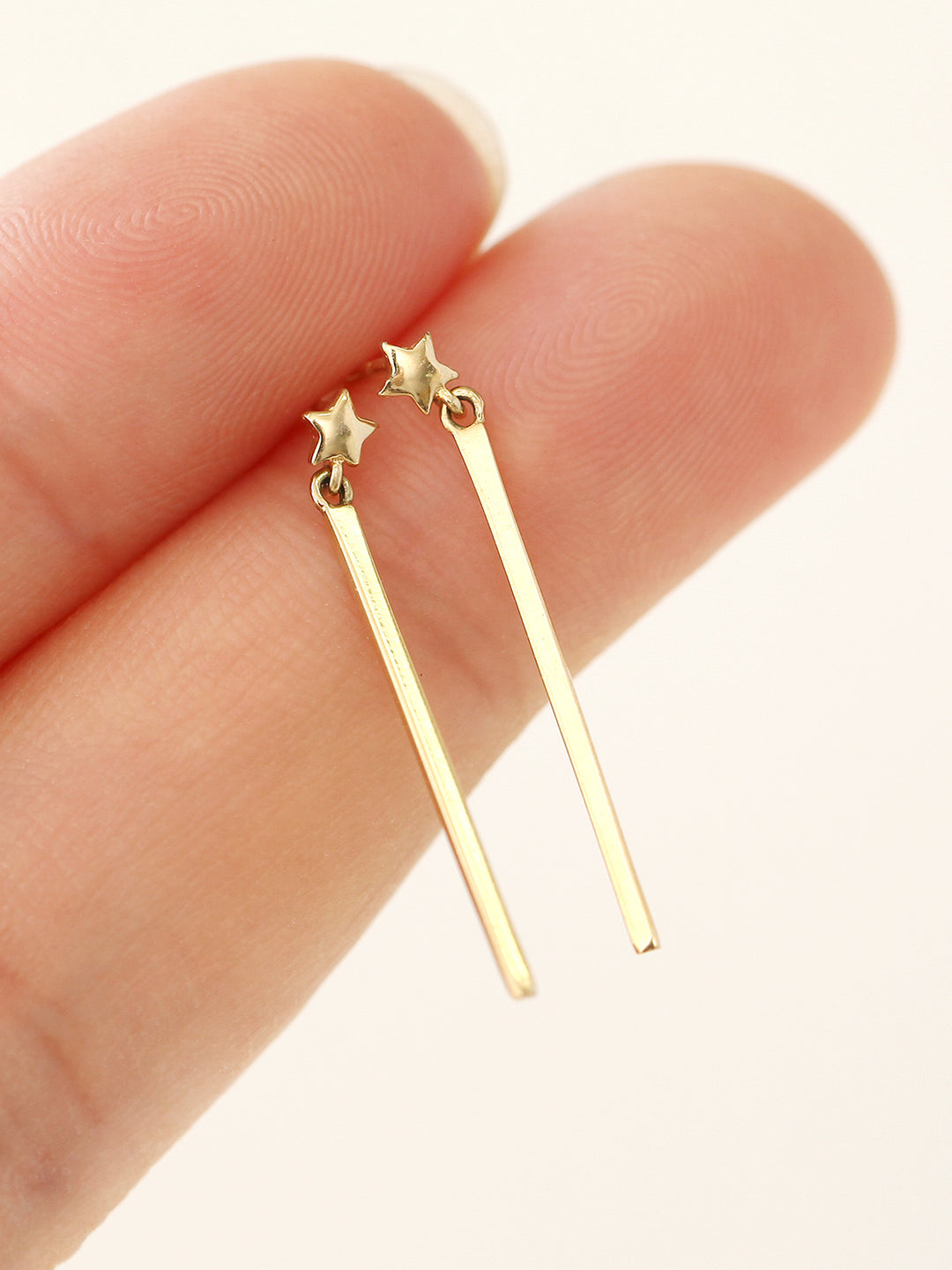 14K gold Star Stick Drop cartilage Earring 20g