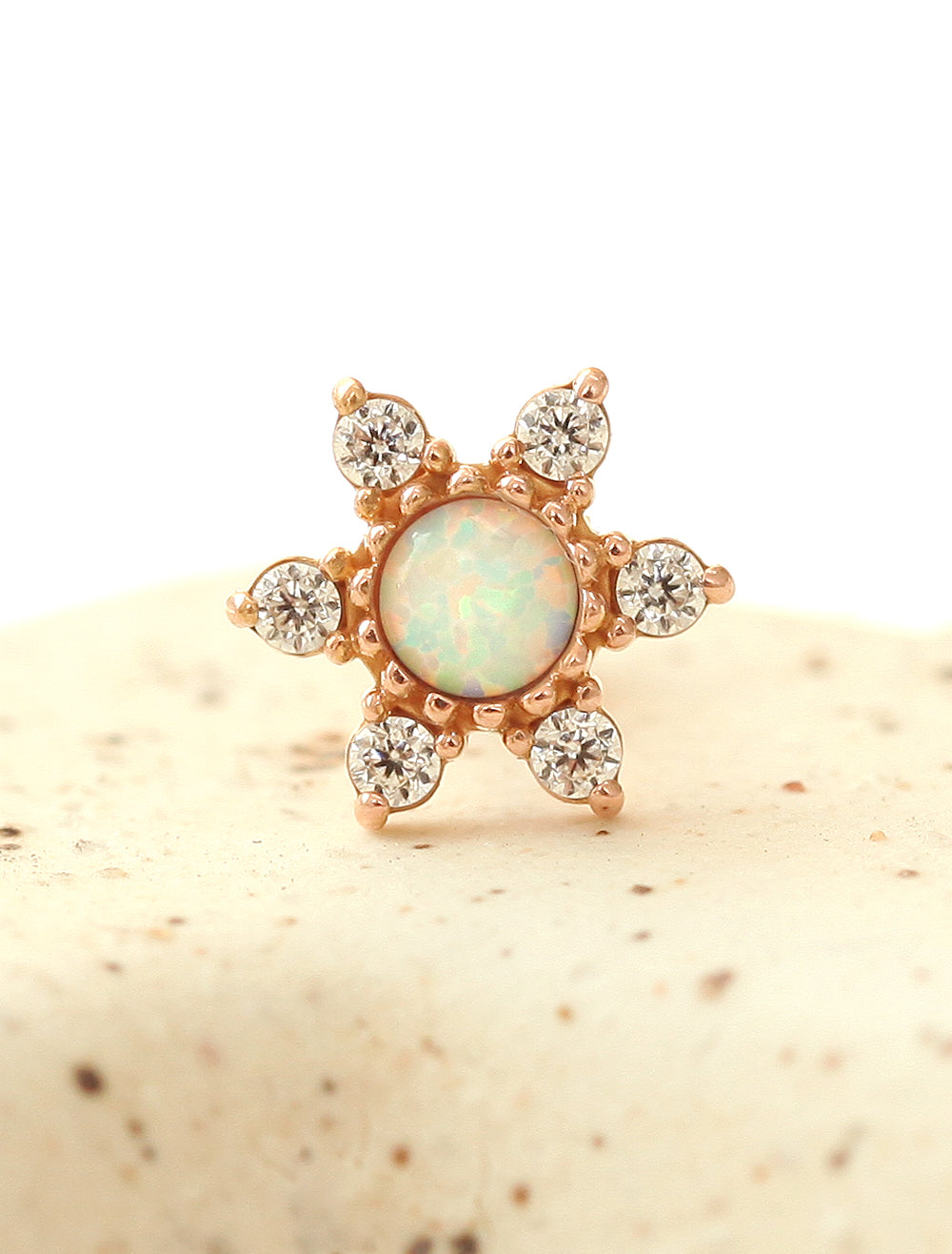 14K Gold Opal & Turquoise Cubic Cartilage Earring 18G16G