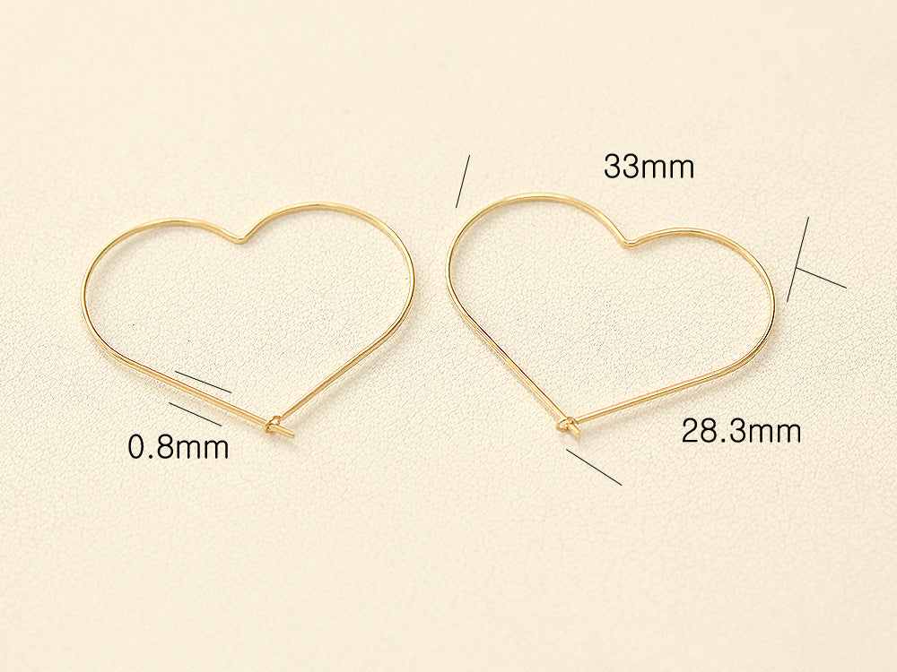 14K Gold Slim Heart Hoop