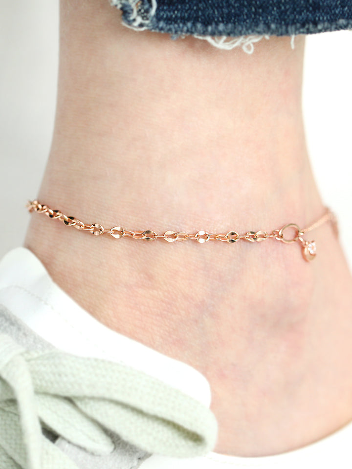 14K 18K Gold Moon Star Chain Anklet