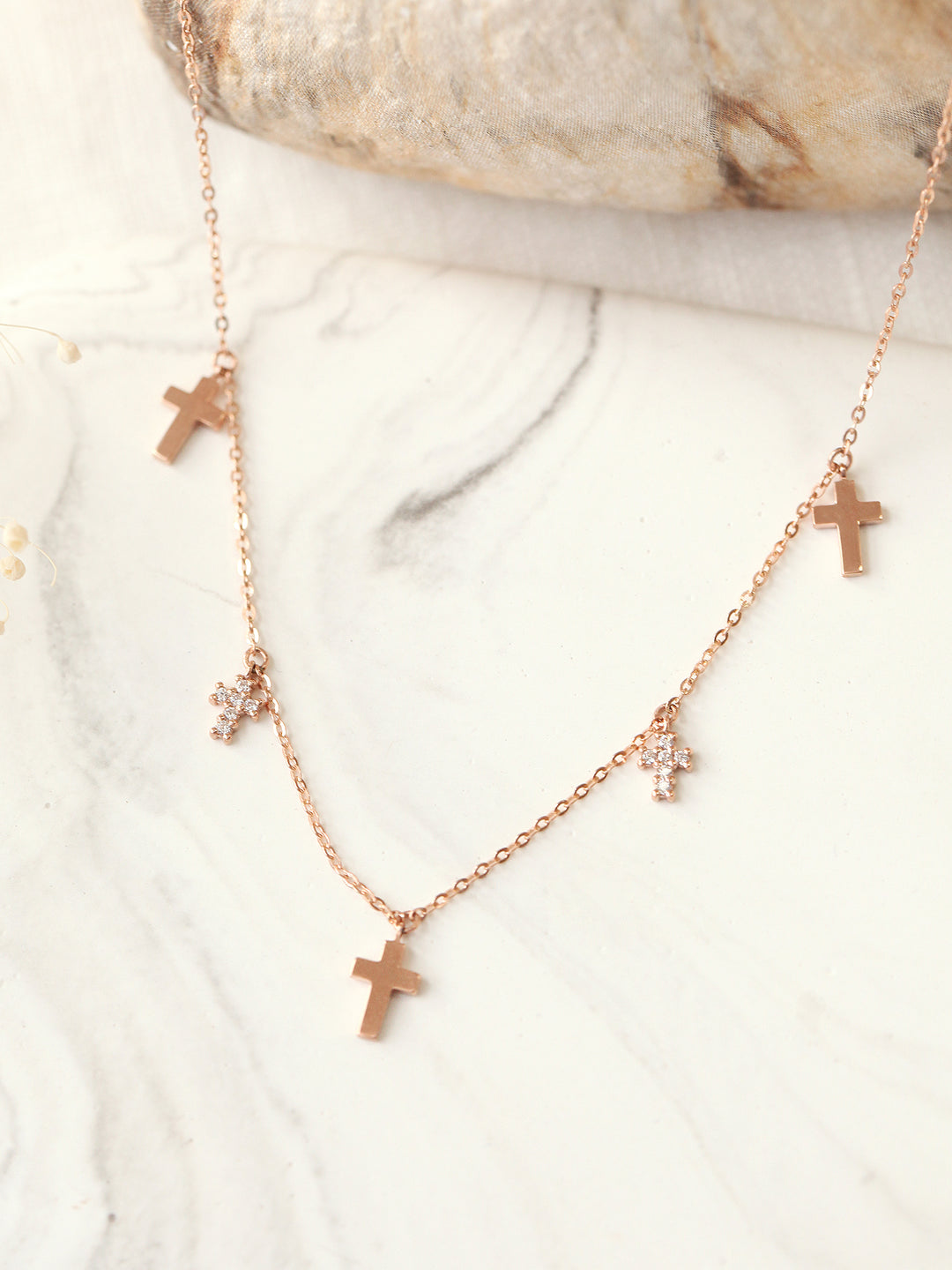 14K 18K Gold Multiple Cross Cubic Necklace