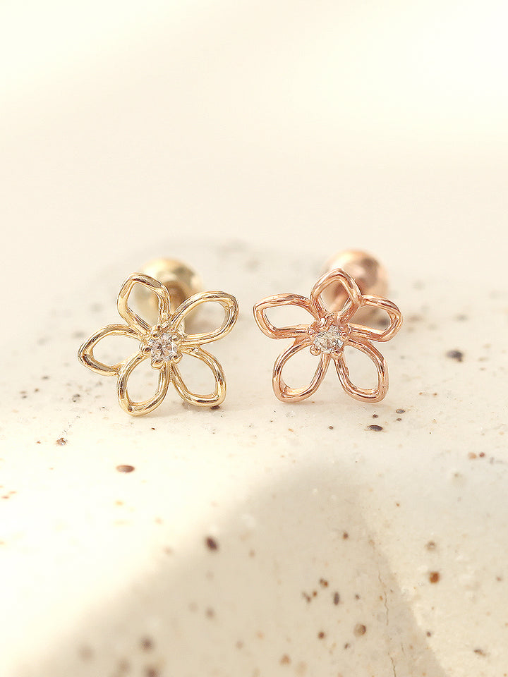 14K gold Point Cubic Daisy cartilage earring 20g