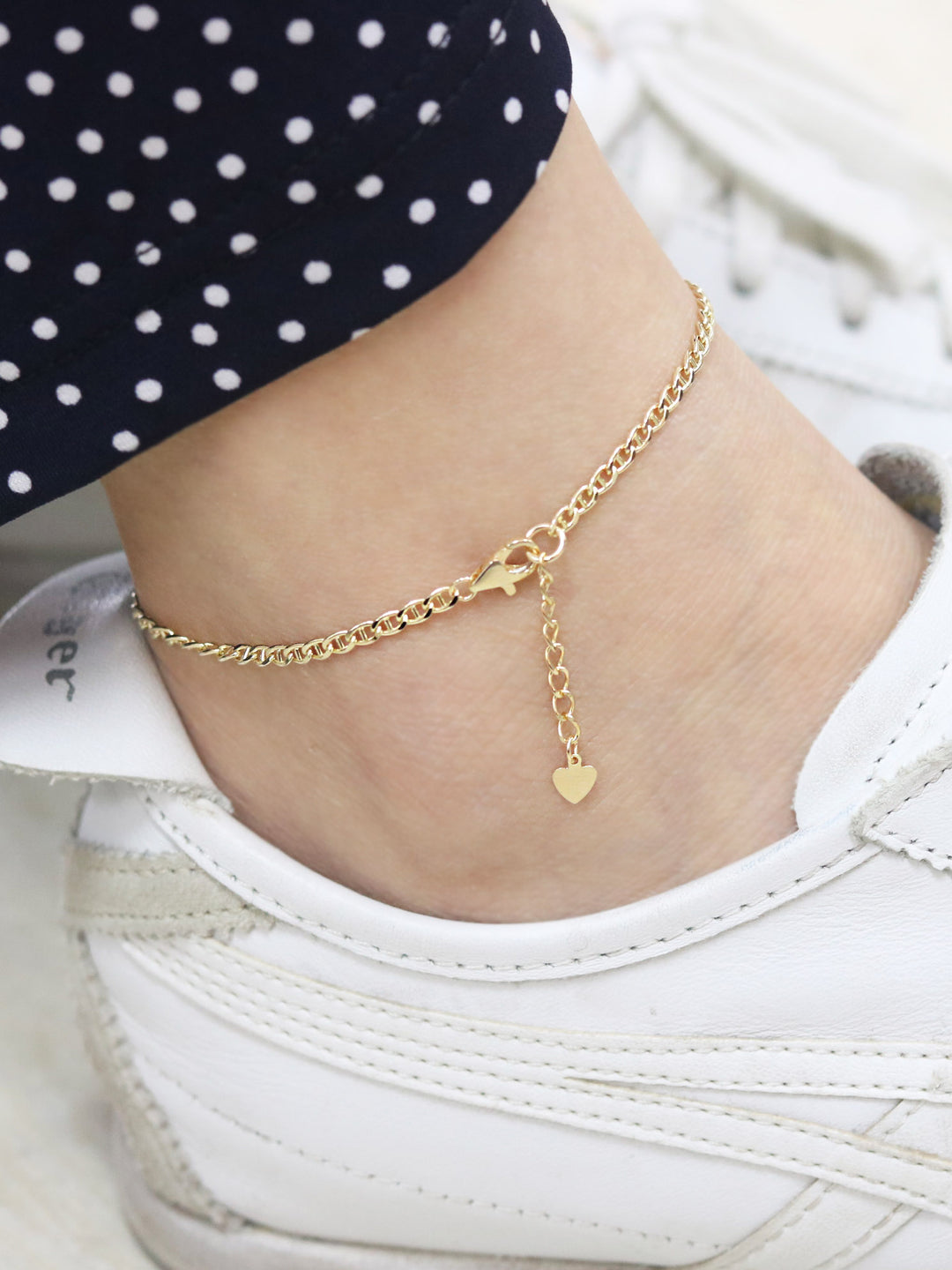 14K Gold Modern Chain Anklet bracelet