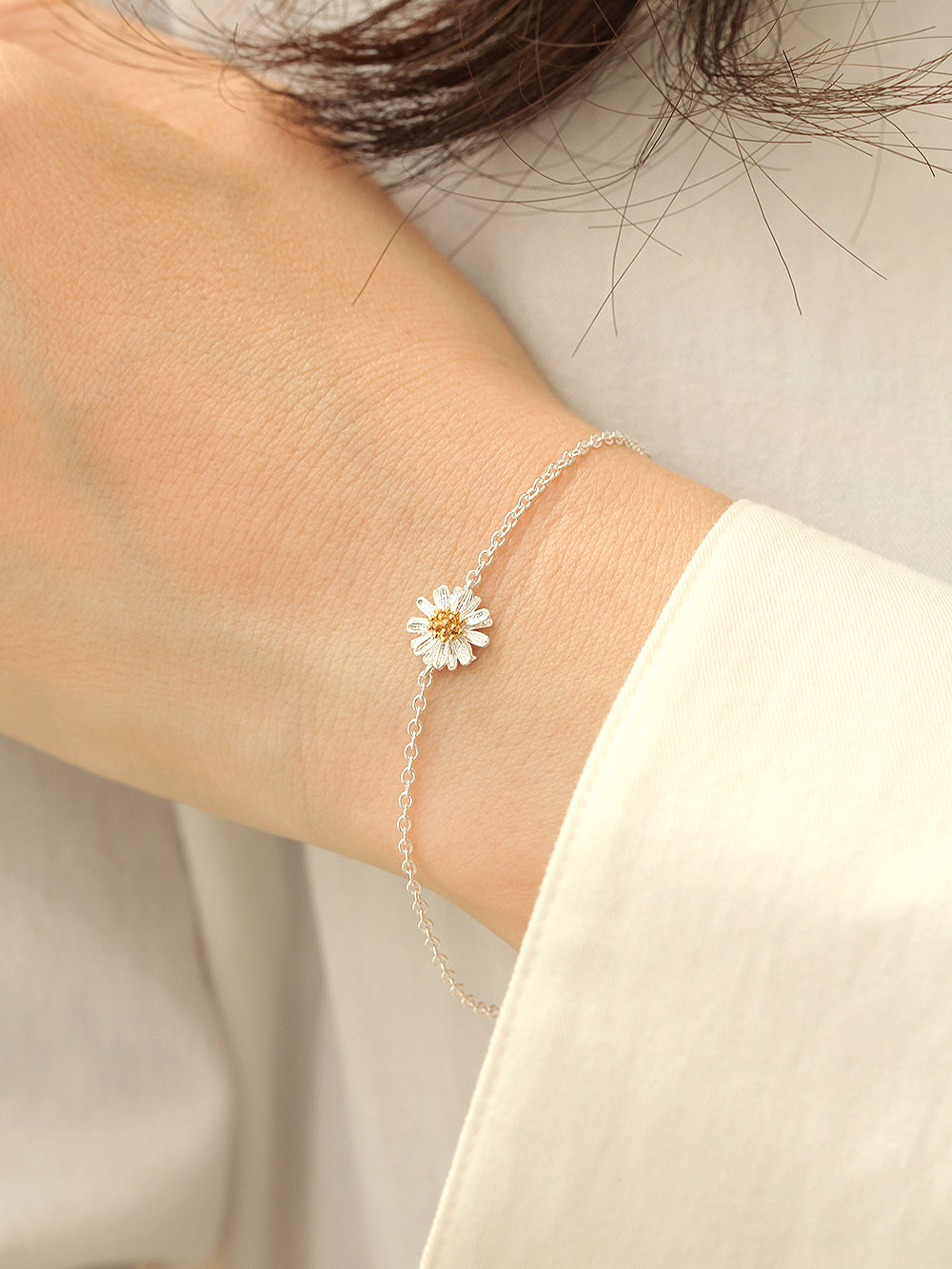 925 Silver Daisy Necklace & Bracelet