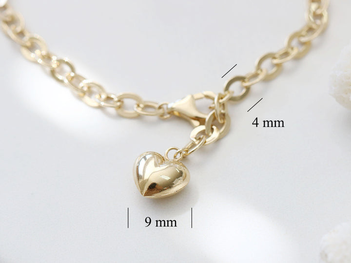 14K Gold Hollow Chain Bracelet