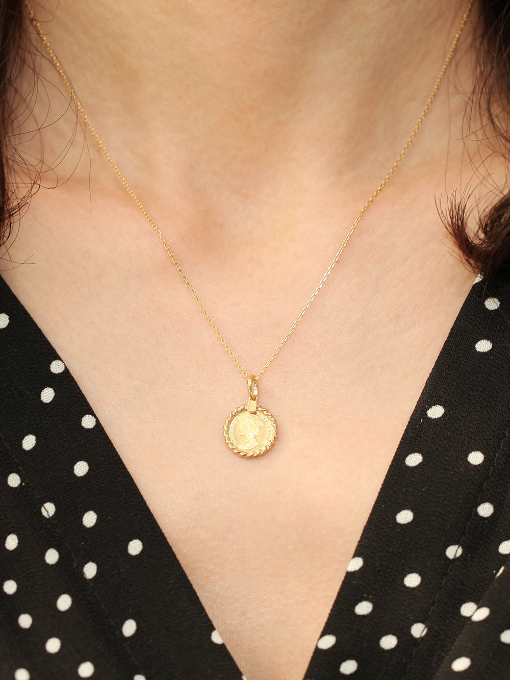 14K Gold Coin Necklace Pendant