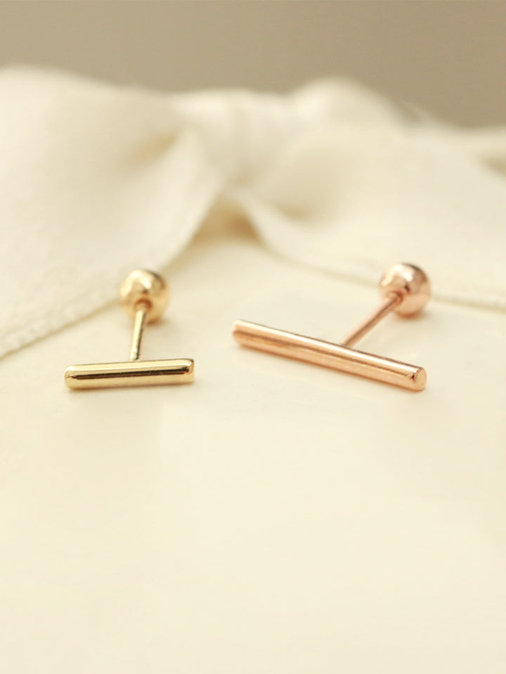 14K Gold Round Simple Stick cartilage earring 20g18g16g