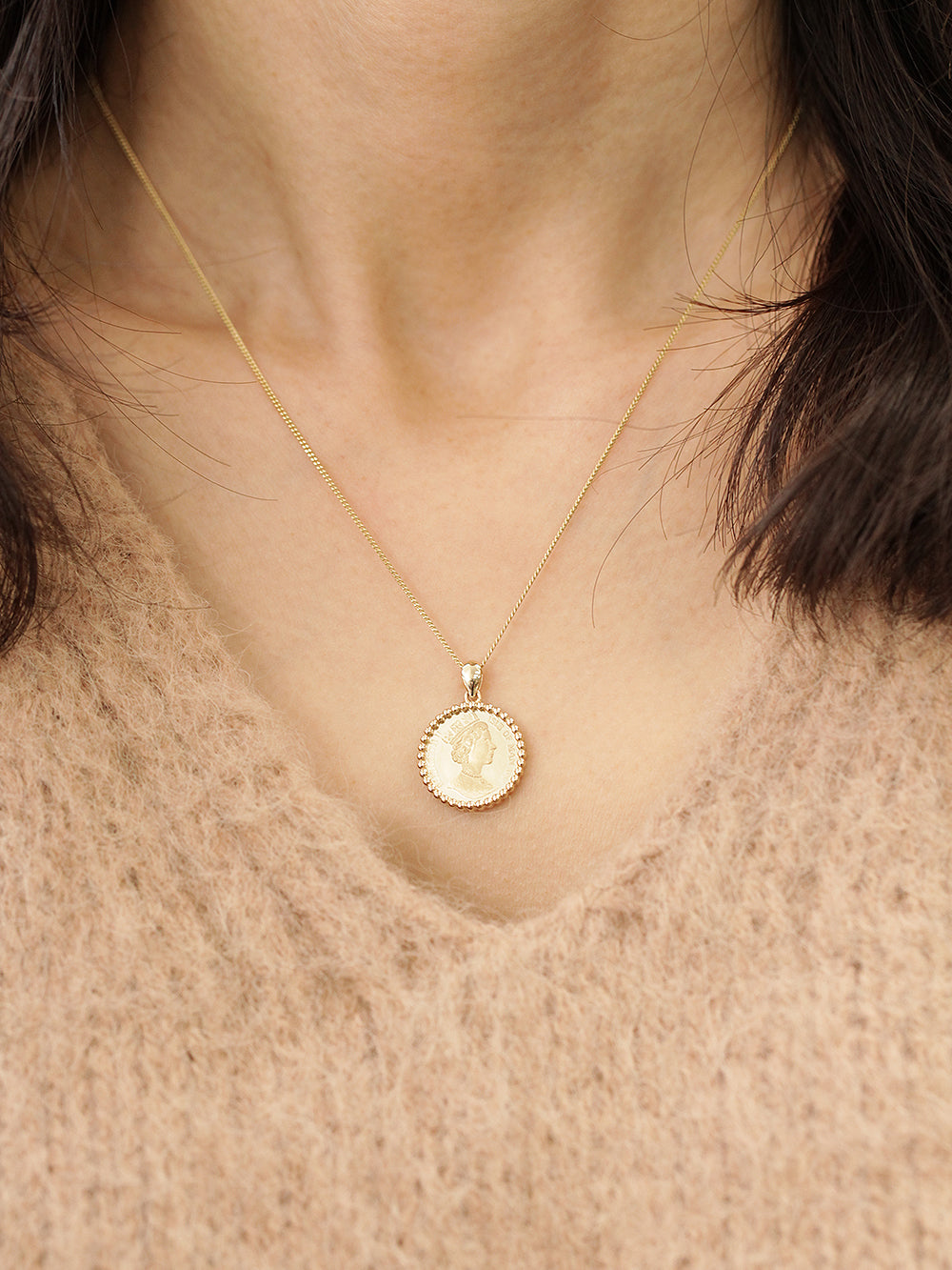 14K 18K Gold Coin Pendant Necklace