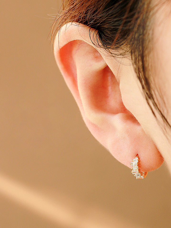 925 Silver Cubic Hoop Earring