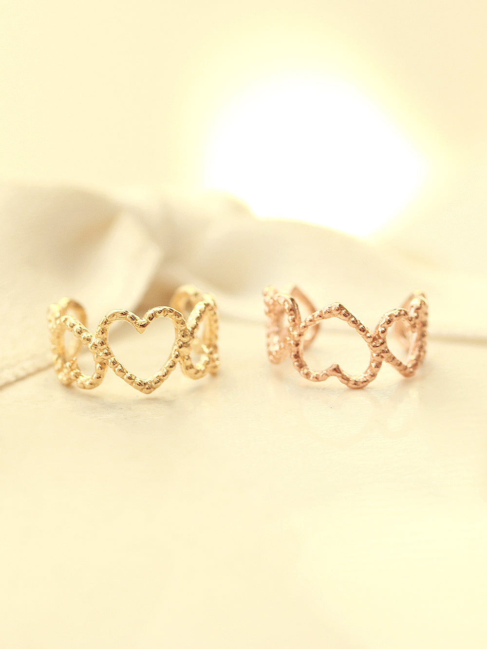 14K Gold Bubble Heart Ear Cuff