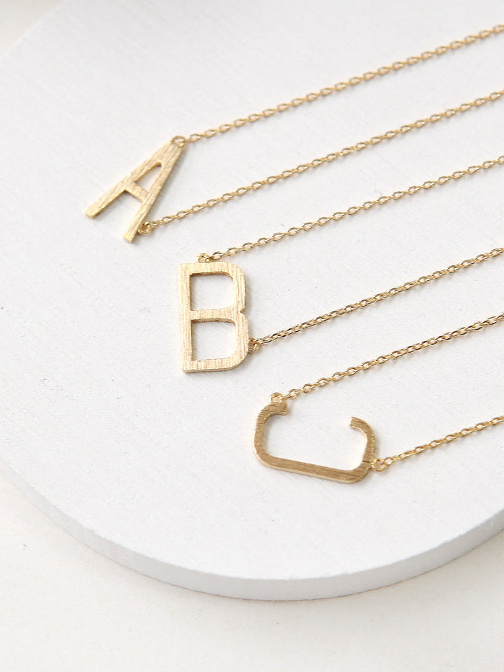 Sideways Initial necklace large A-Z