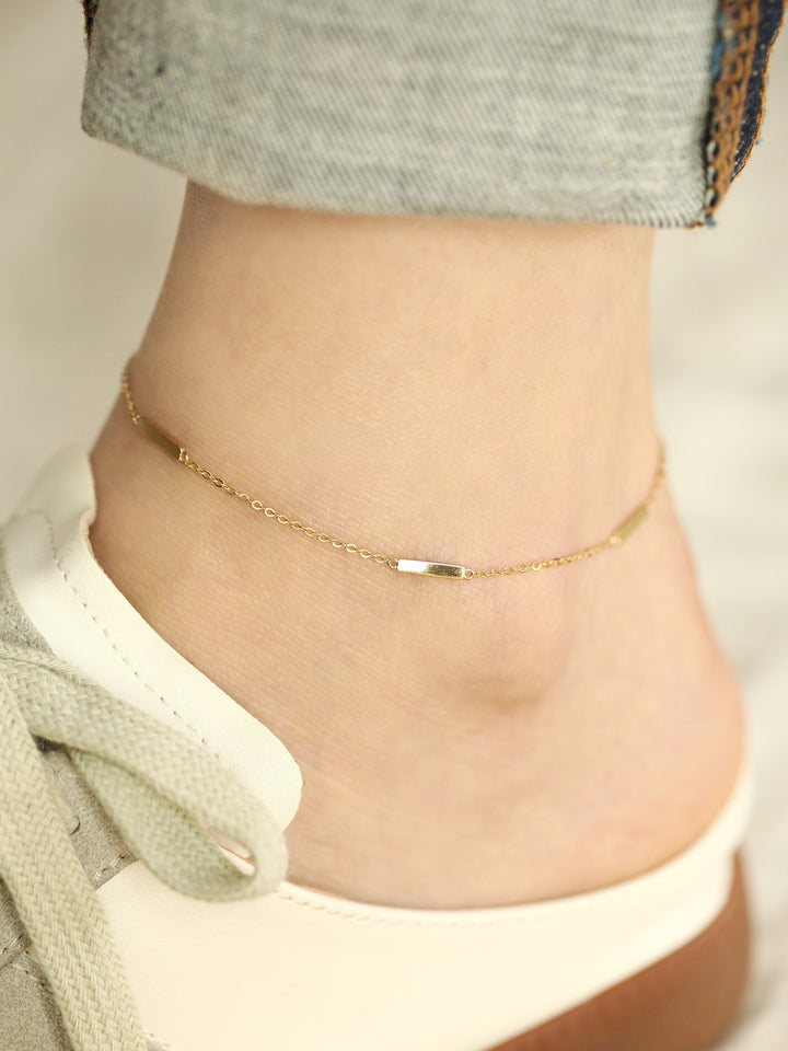 14K 18K Gold simple stick anklet