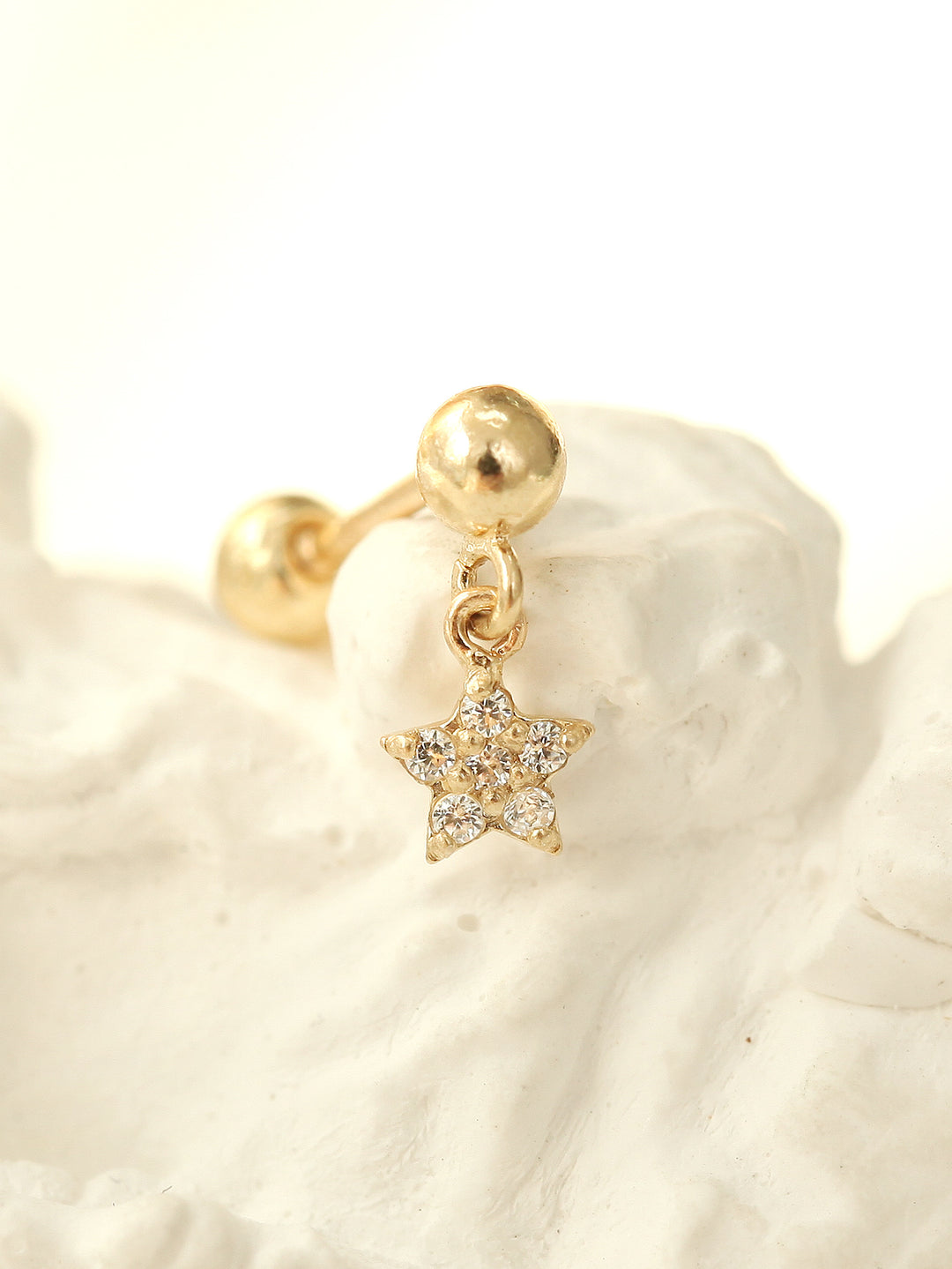 14K gold flower dangle earring 20g