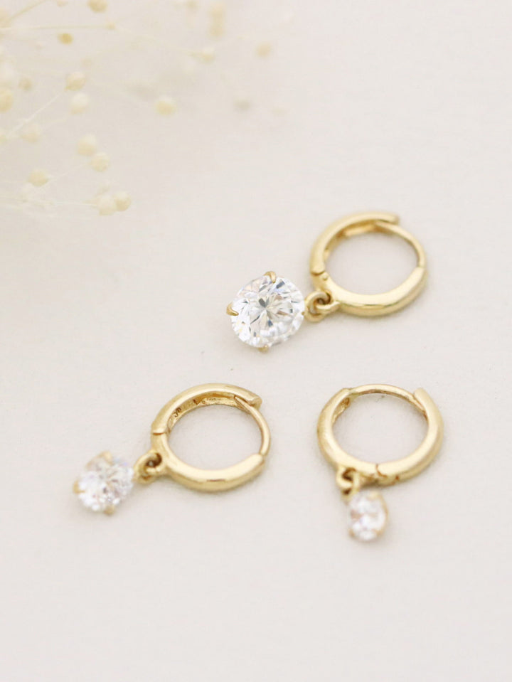 14K Gold Cubic Hoop Earring