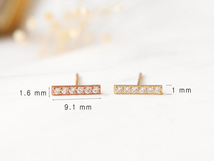 14K gold Cubic Stick Earring