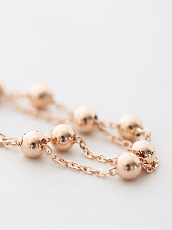 14K Gold Two Line Ball Bracelet